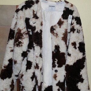 NWT Brown and Cream Faux Fur Jacket Old Navy Size XXL
